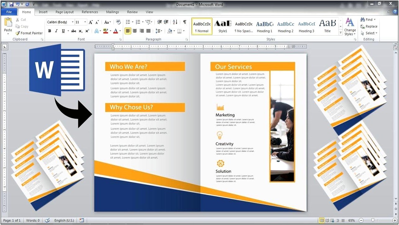 Word 2010 One Page Fold Template