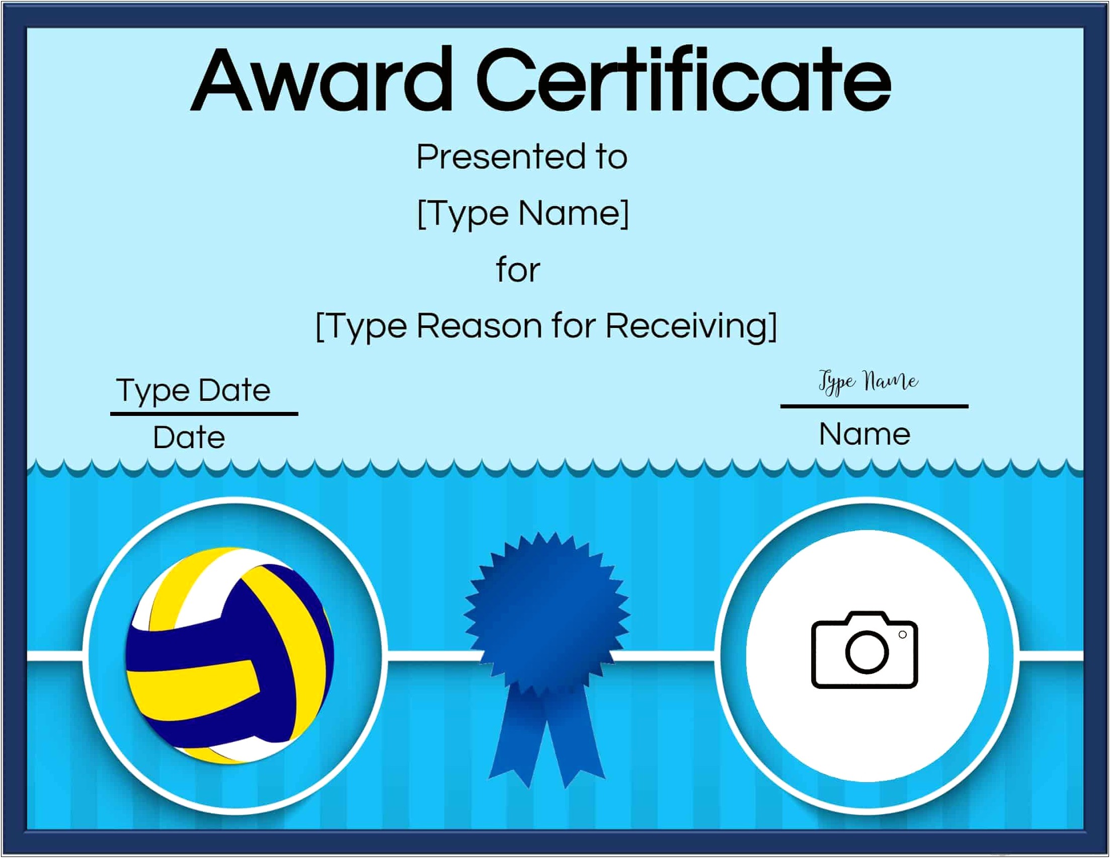 Word Award Certificate Template Word Volleyball