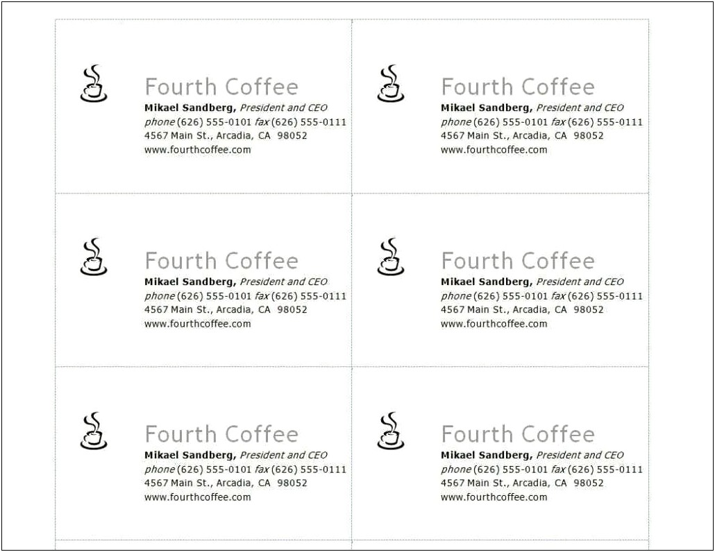 Word Business Card Template Avery 8371