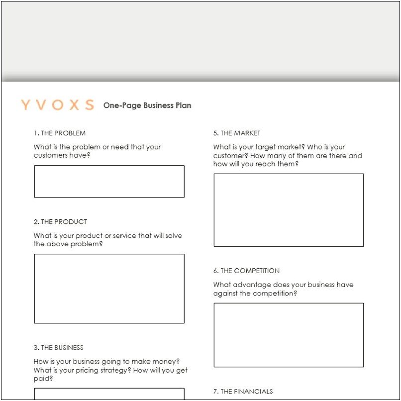 Word Business Plan Template 1 Page