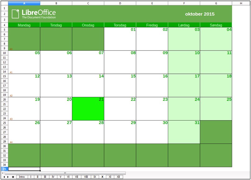 Word Calendar Template Change Day Color
