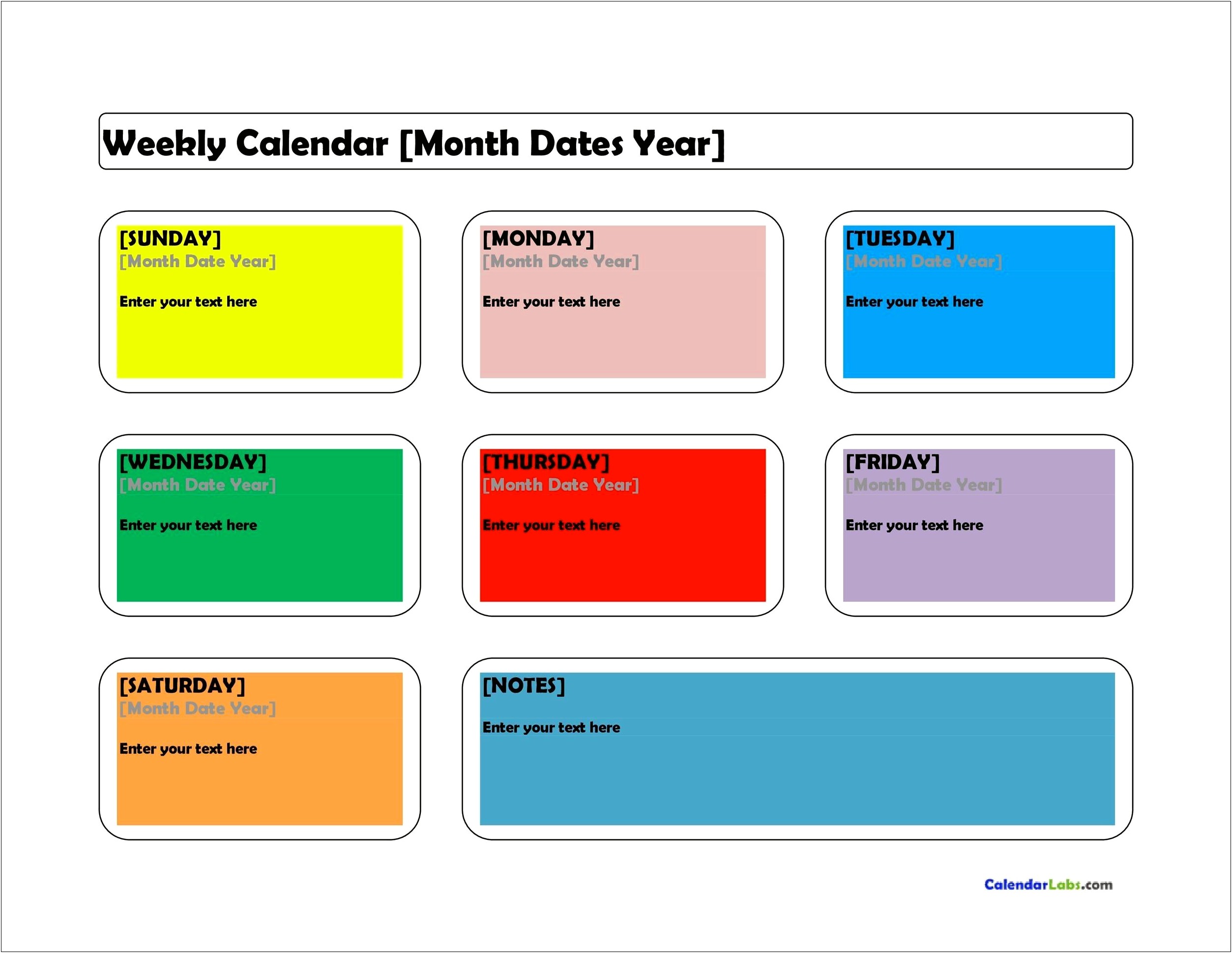 Word Calendar Template Monday To Friday