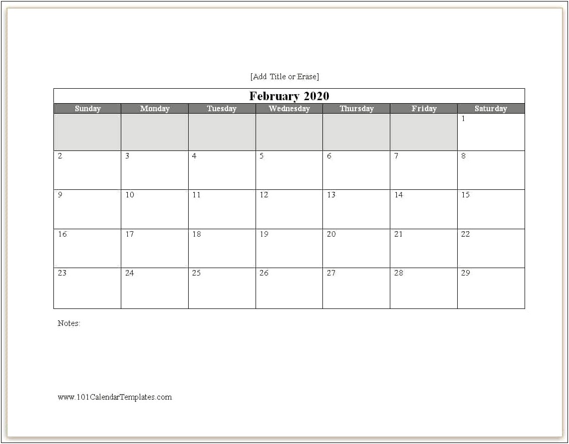 Word Calendar Templates Sunday Through Saturday