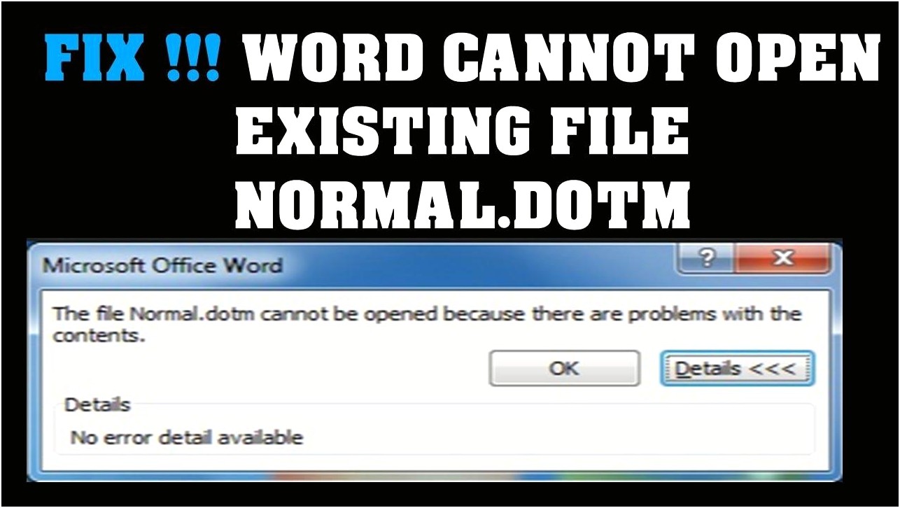 Word Cannot Open This Document Template Office 2016
