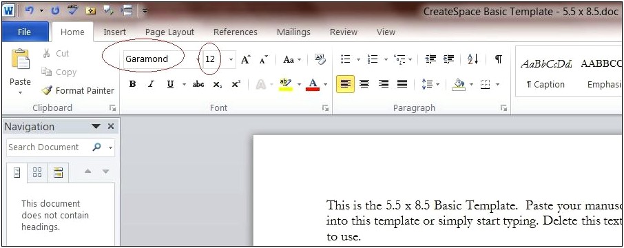 Word Doc 5.5.x8.5 Book Template