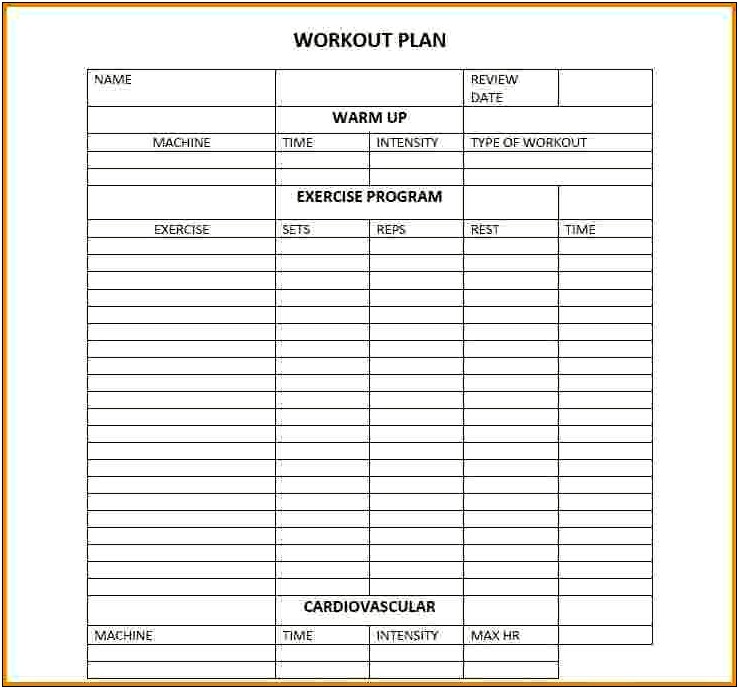 Word Doc Template For Workout Programmig