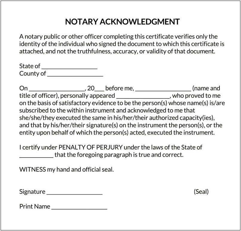 Word Doc Template Witness And Notary