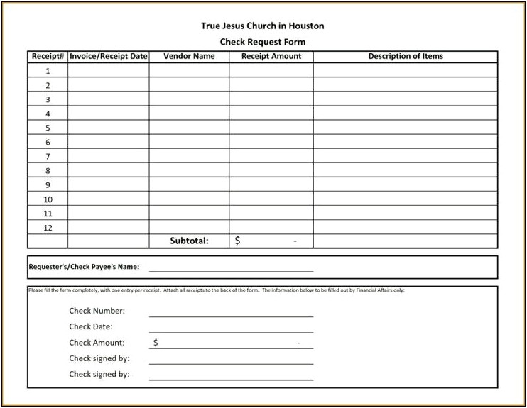 Word Document Check Request Form Template