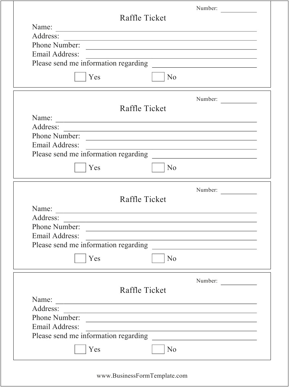 Word Document Downloadable Raffle Ticket Template