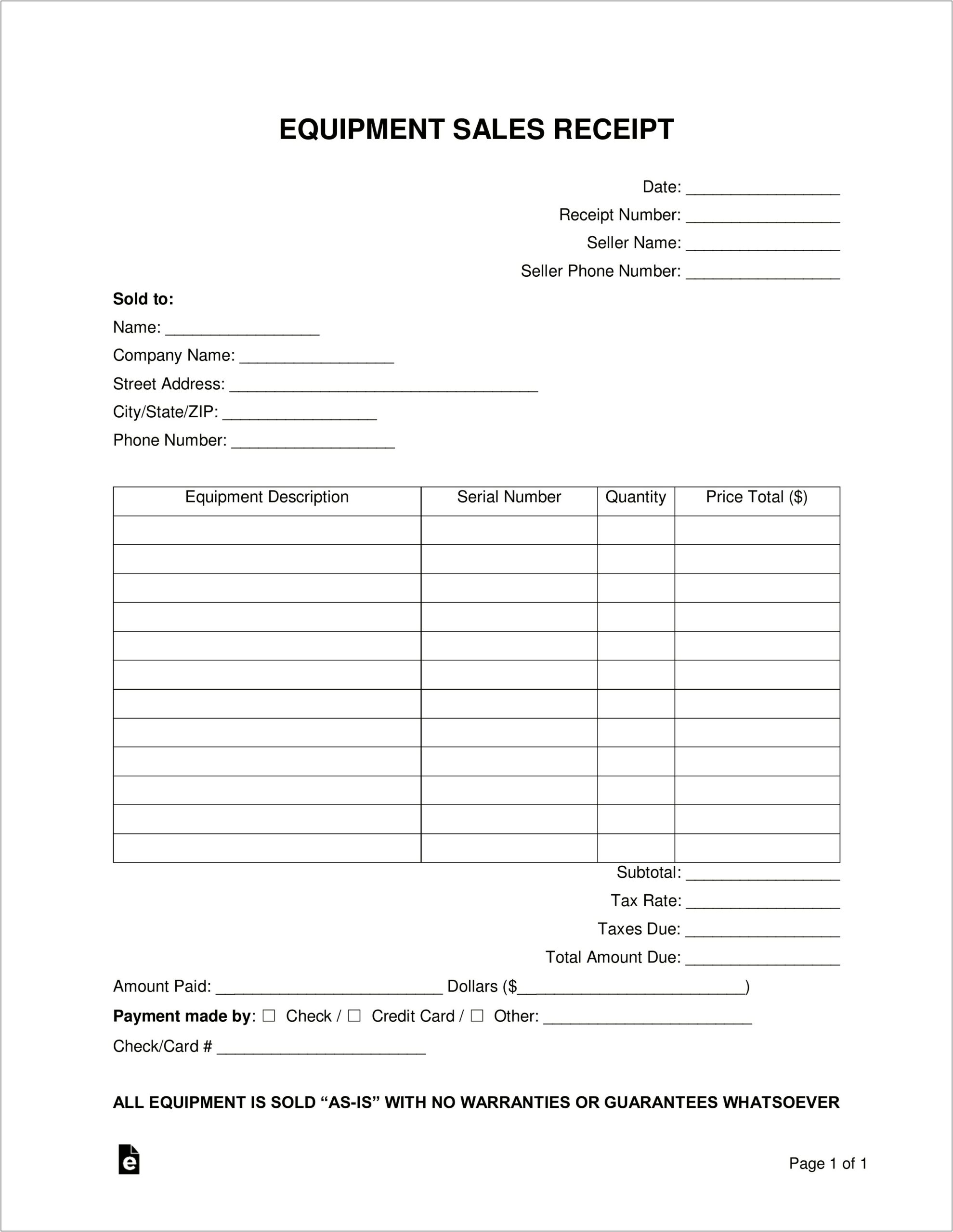 Word Document Sales Receipt Template Word