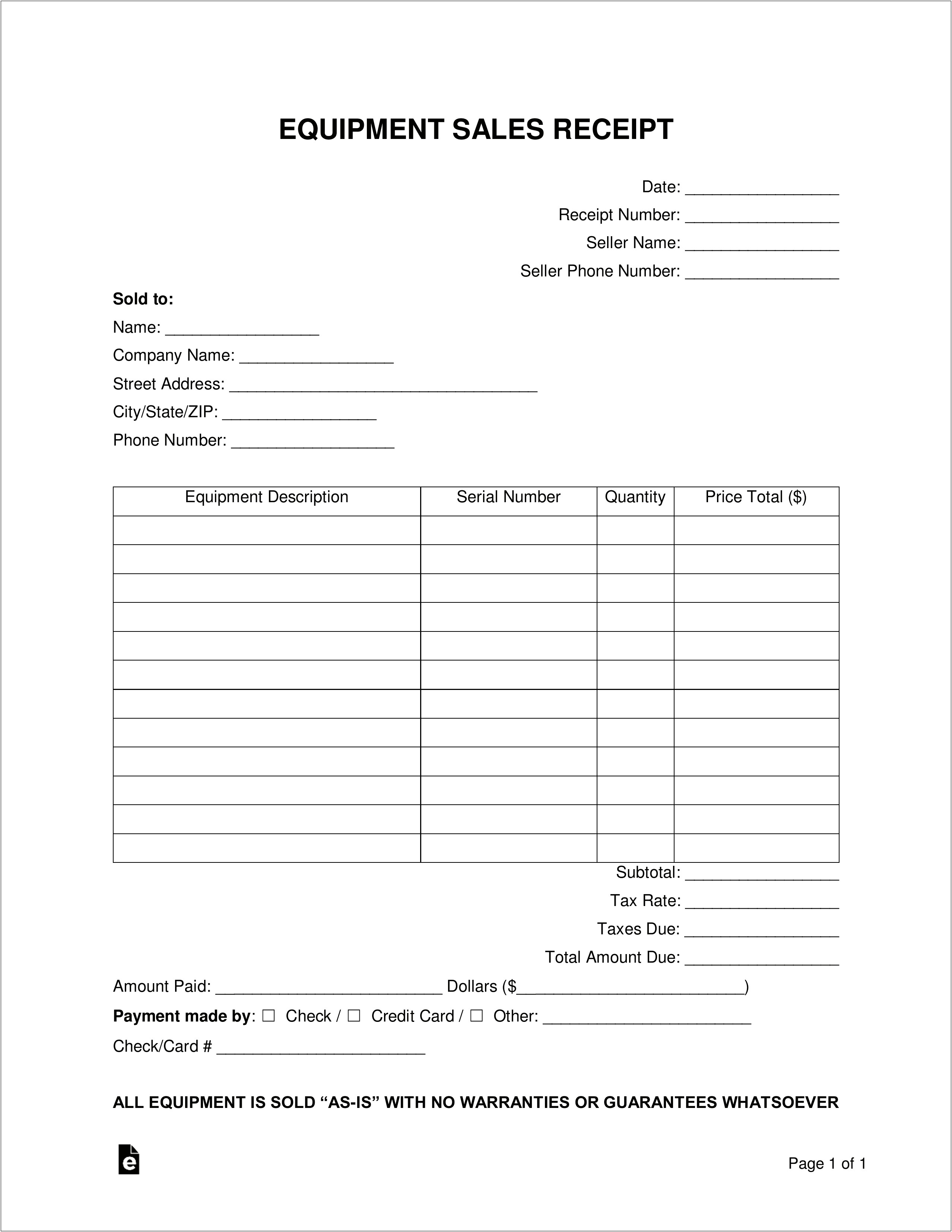 Word Document Sales Receipt Template Word