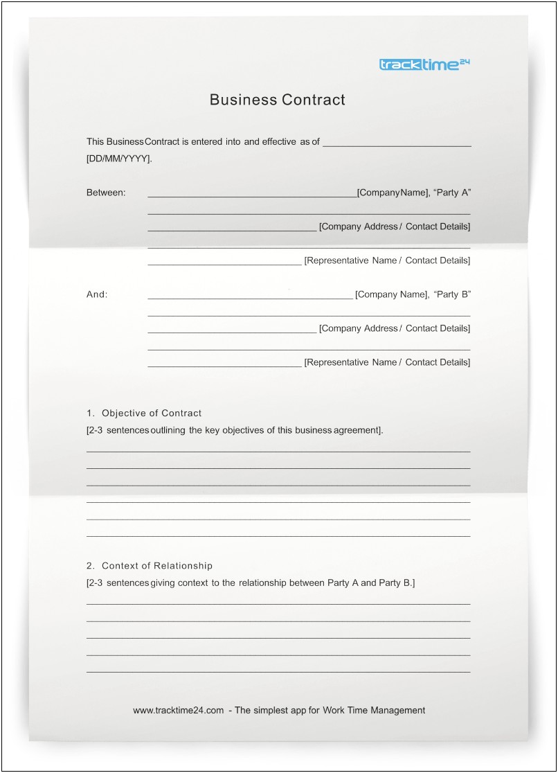 Word Document Template Contract Between Two Parties