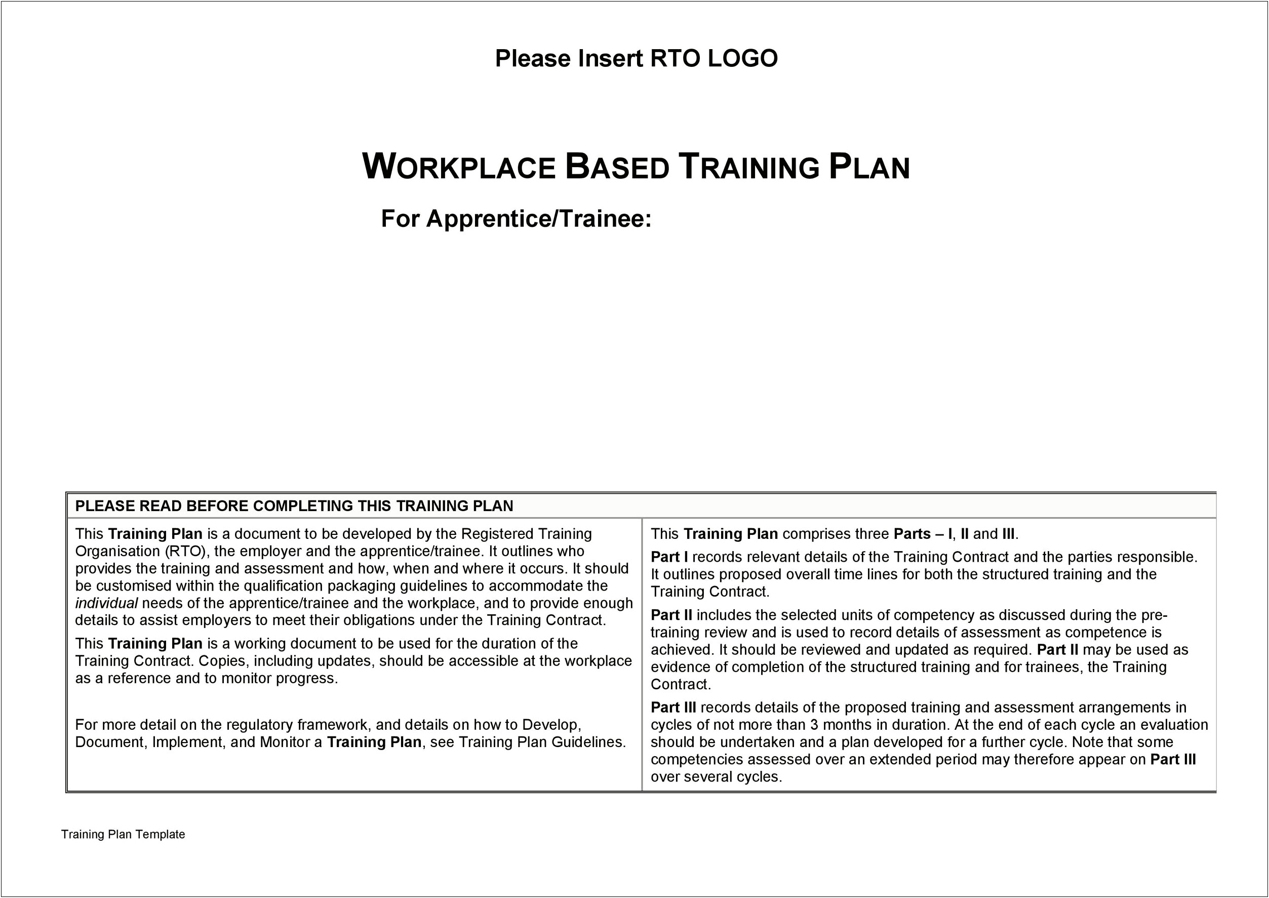 Word Document Template For Training Manual