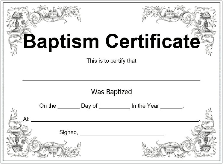 Word Free Christian Baptism Certificate Template