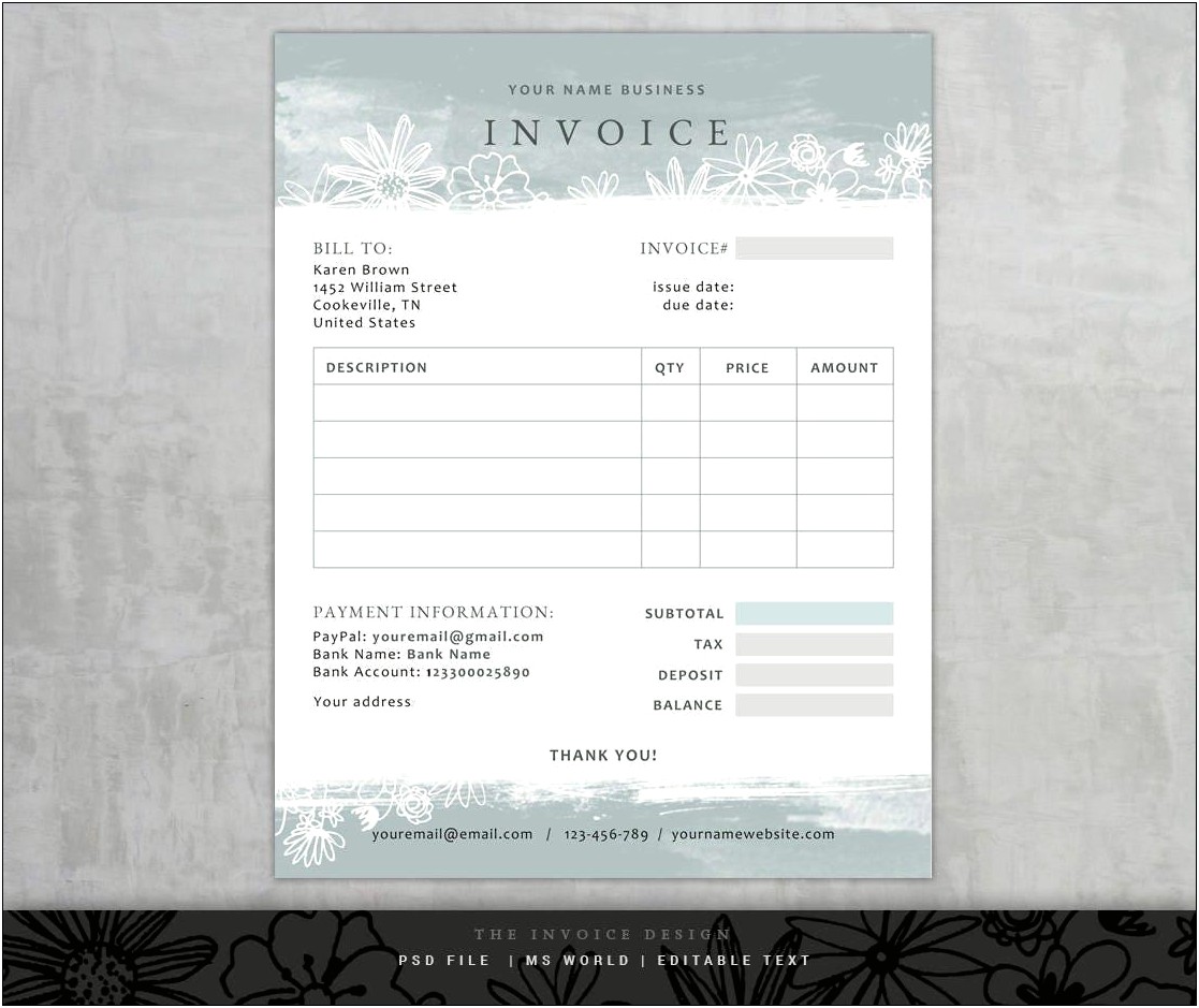 Word Invoice Template With Return Receipt