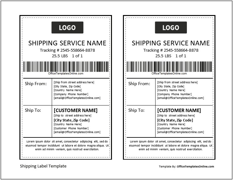 Word Shipping Label Template 5 X 8