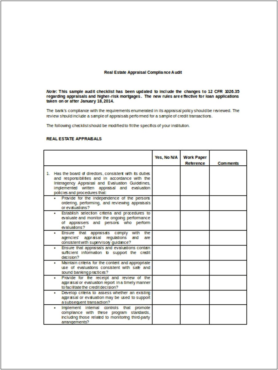 Word Template Blank Checklist Real Estate