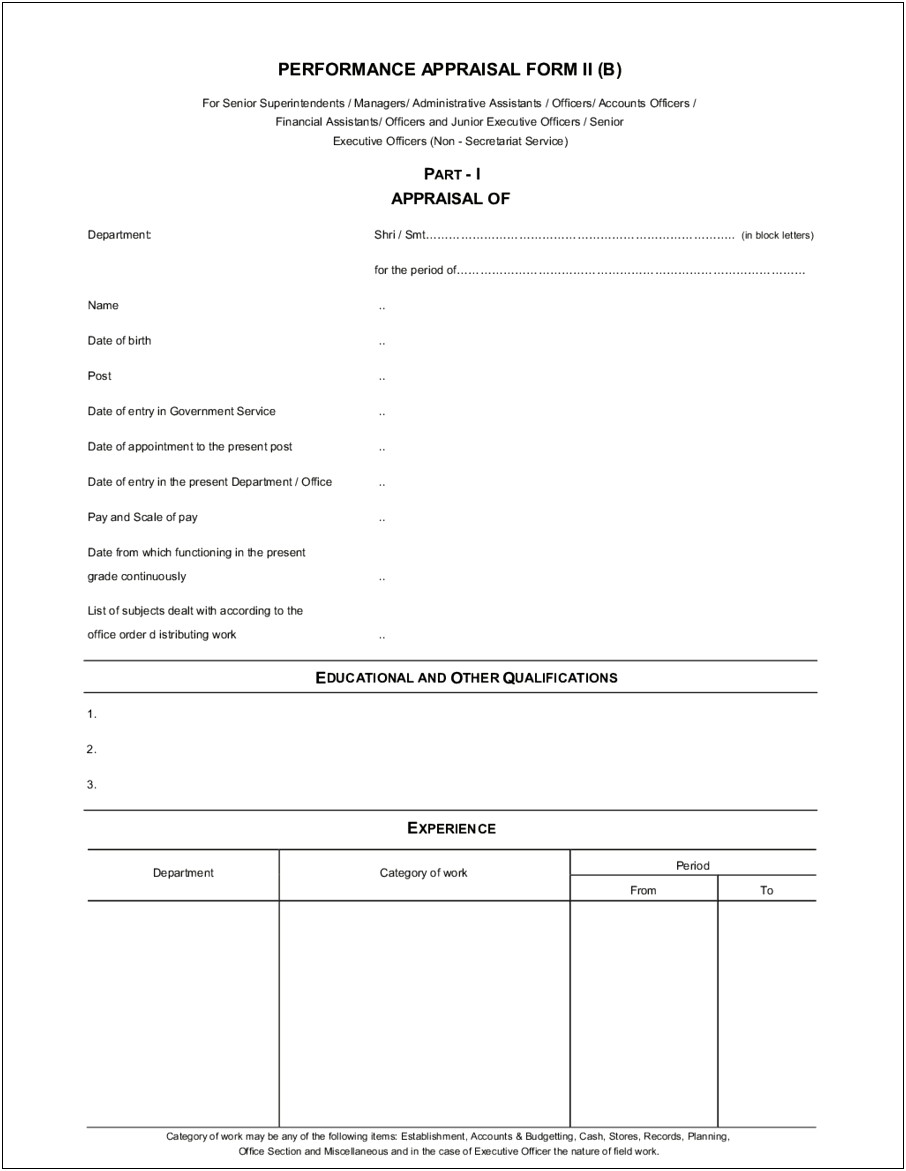 Word Template Carpenter Employee Evaluation Form