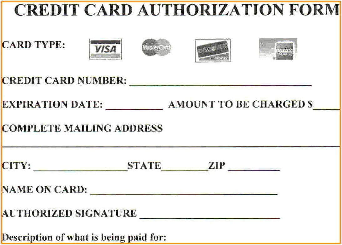 Word Template Credit Card Authorization Form