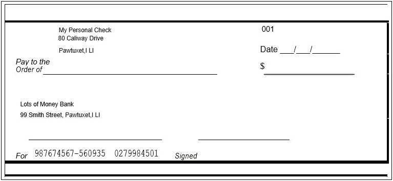 Word Template For A Blank Check