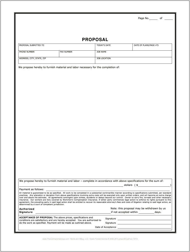 Word Template For Construction Estimate Contract