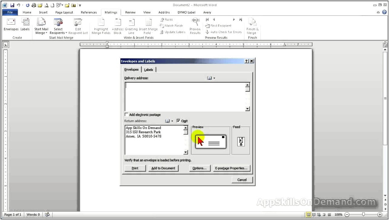 Word Template For Envelope With Windows