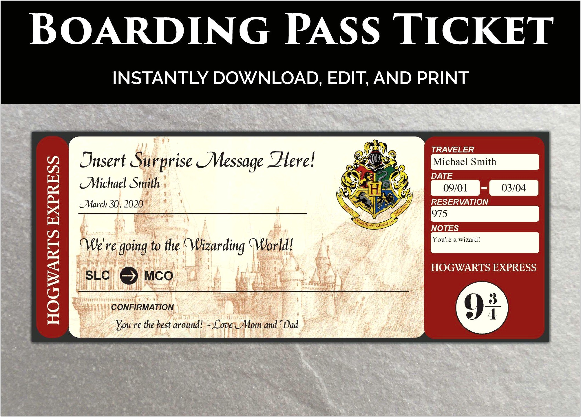 Word Template For Harry Potter Movie Ticket