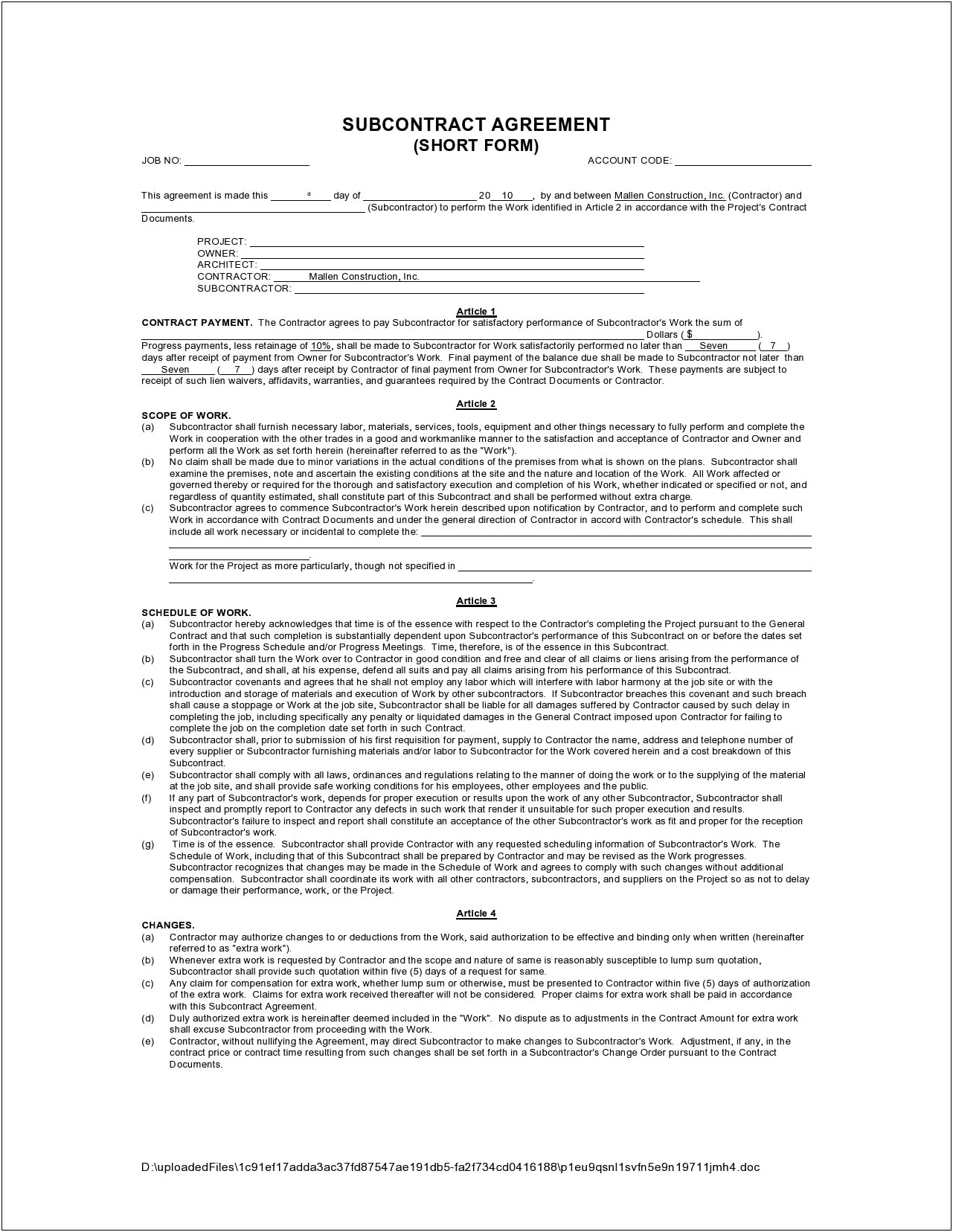 Word Template For Independent Contractor Agreement