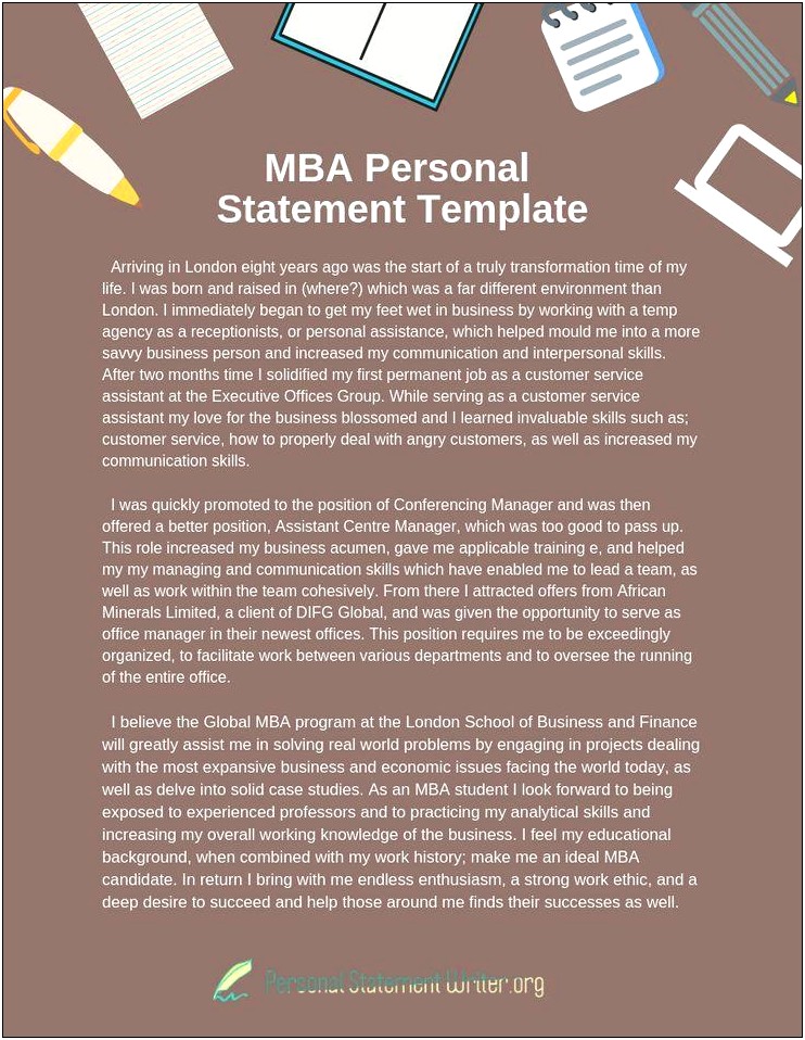 Word Template For Mba Personal Statement