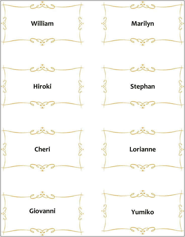 Word Template For Place Card Free