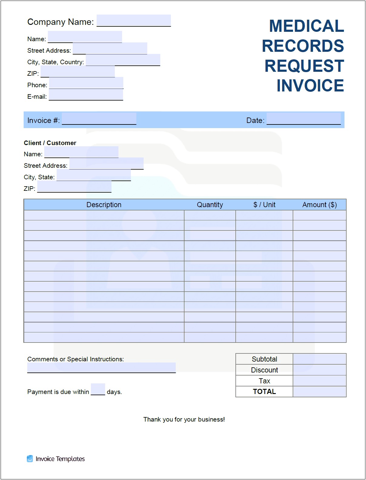Word Template For Providing Medical Record To Patient