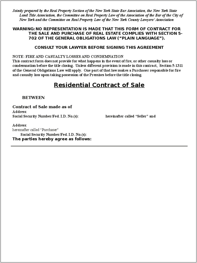 Word Template For Real Estate Contract Sale
