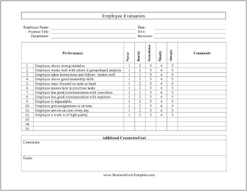 Word Template For System Evaluation Form