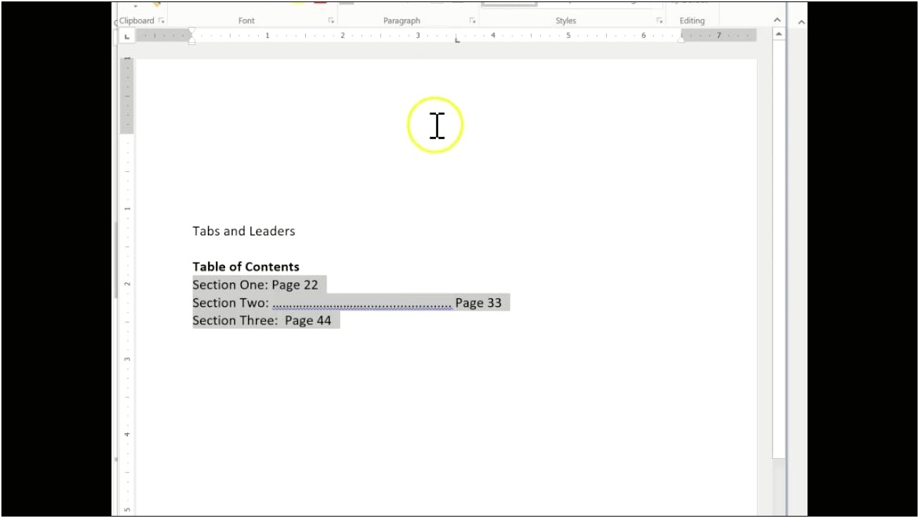 Word Template For Table Of Contents For Tabs