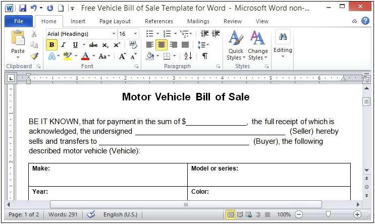 Word Template For Used Car Buying Comparison