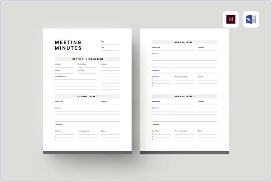 Word Template Minute Of Meeting Template