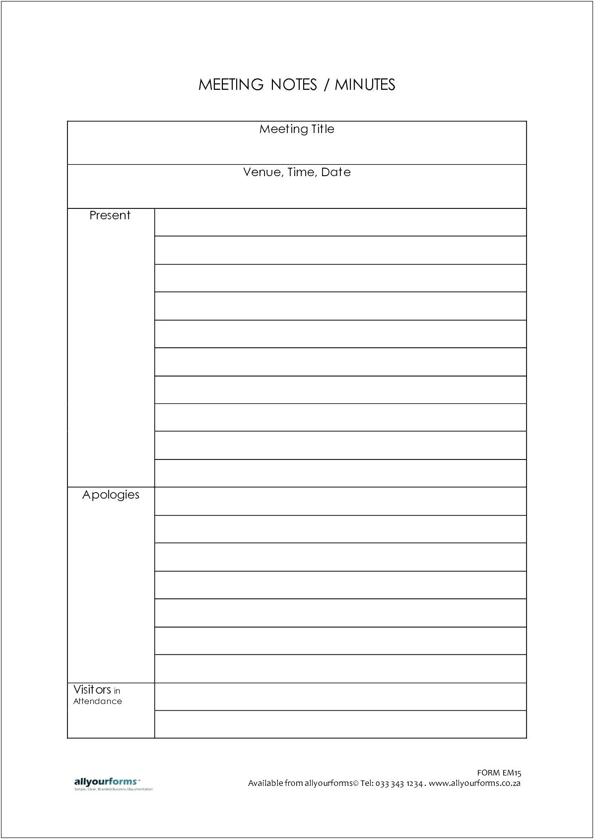 Word Template Note Taking For Meetings