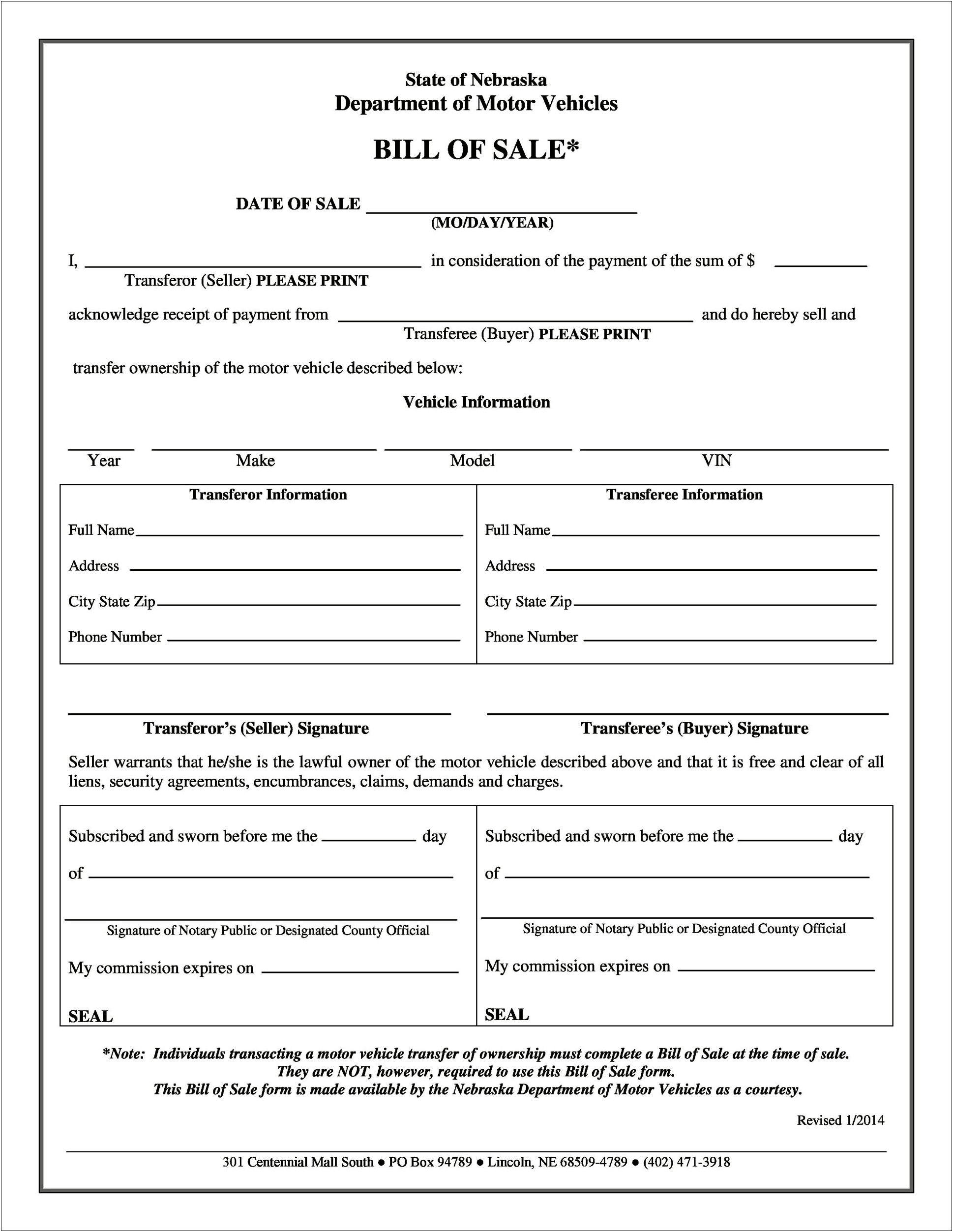 Word Template Used Car Bill Of Sale