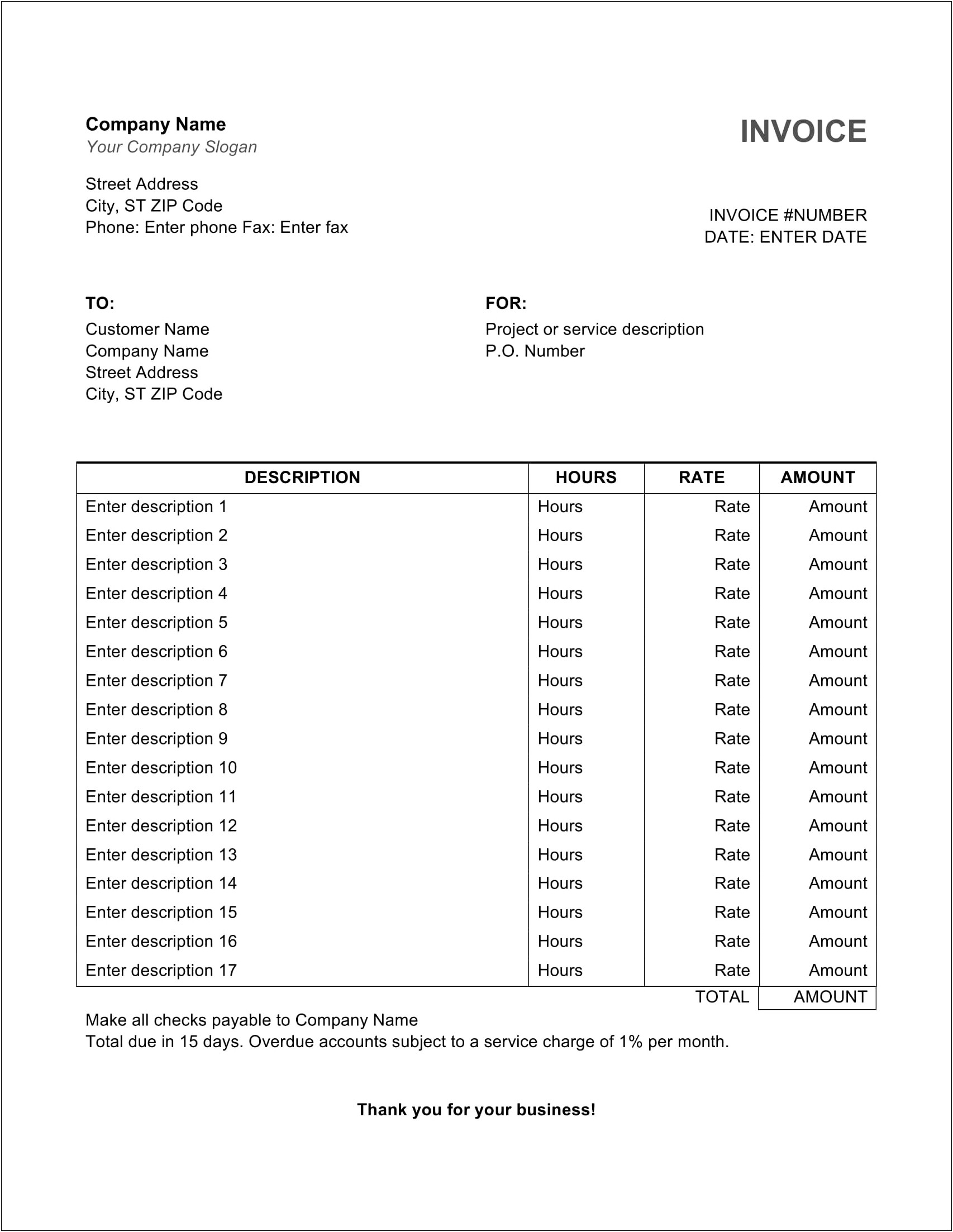 Word Template With Auto Increment Invoice Number