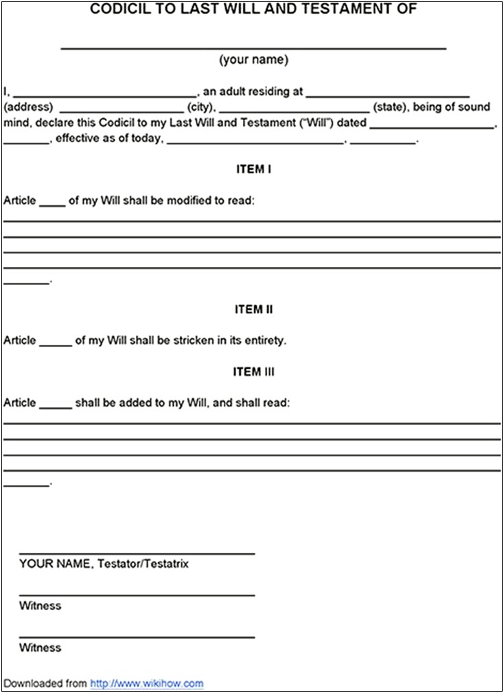 Word Templates For Last Will And Testament