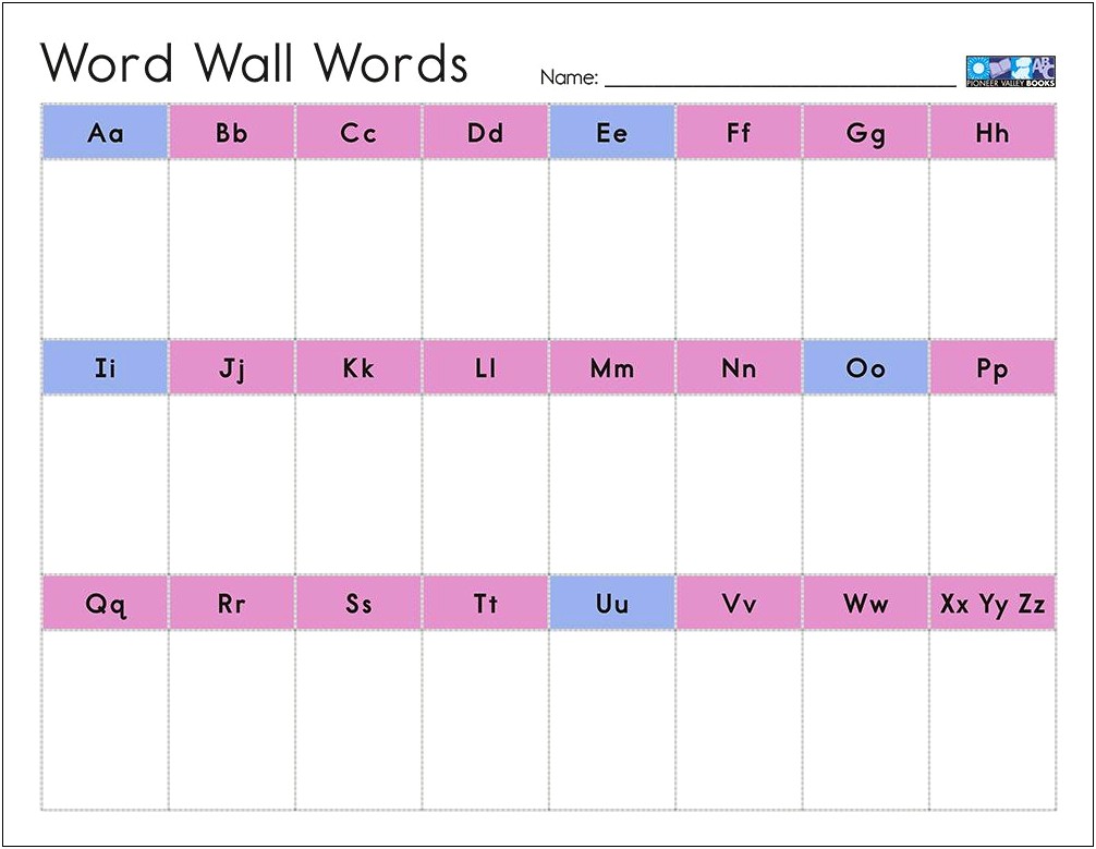 Word Wall Folder Template For Kids