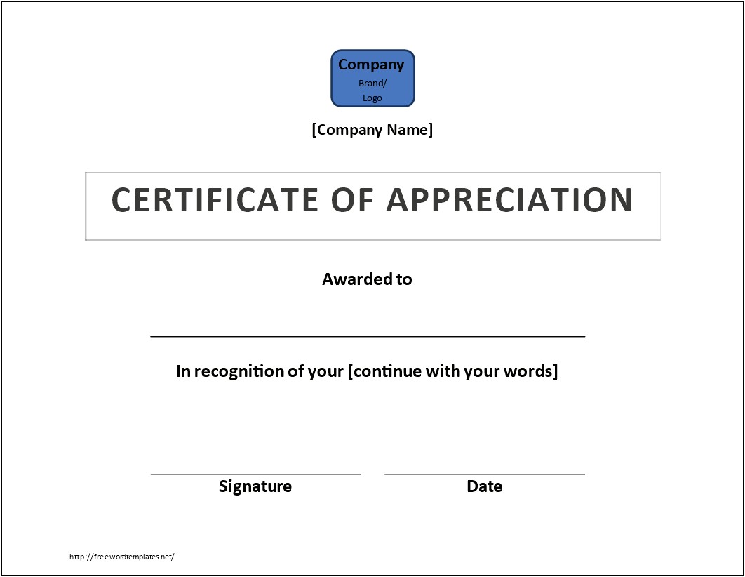 Wording For Certificate Of Appreciation Template