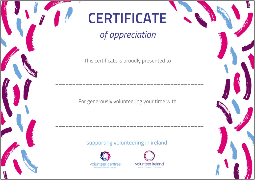Wording For Certificate Of Volunteer Appreciation Template