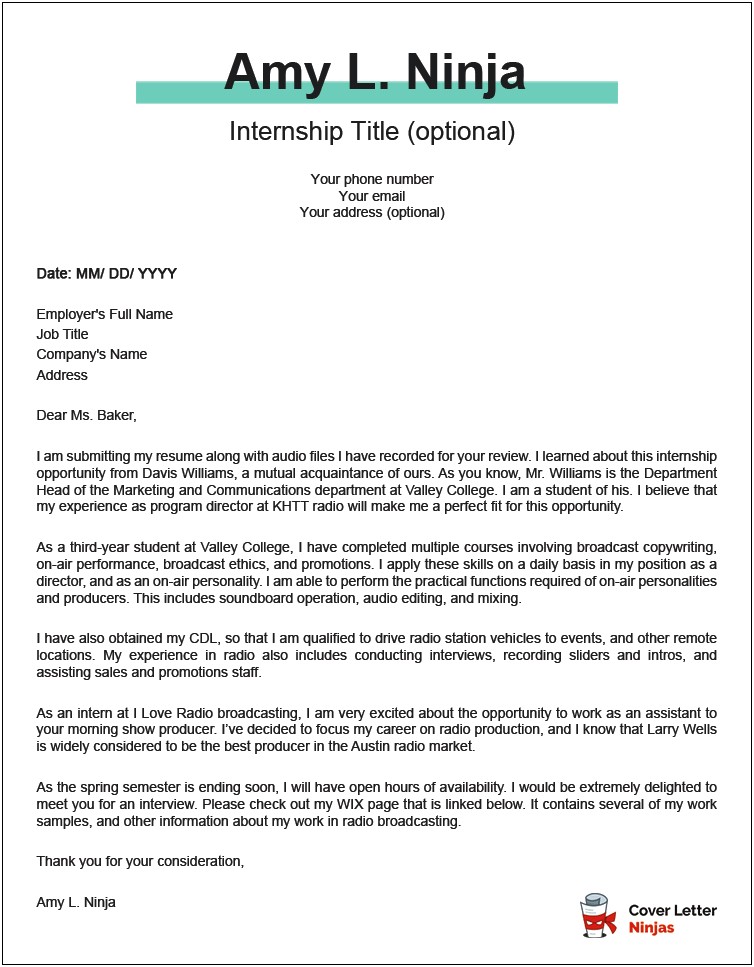 Work It Daily Cover Letter Template