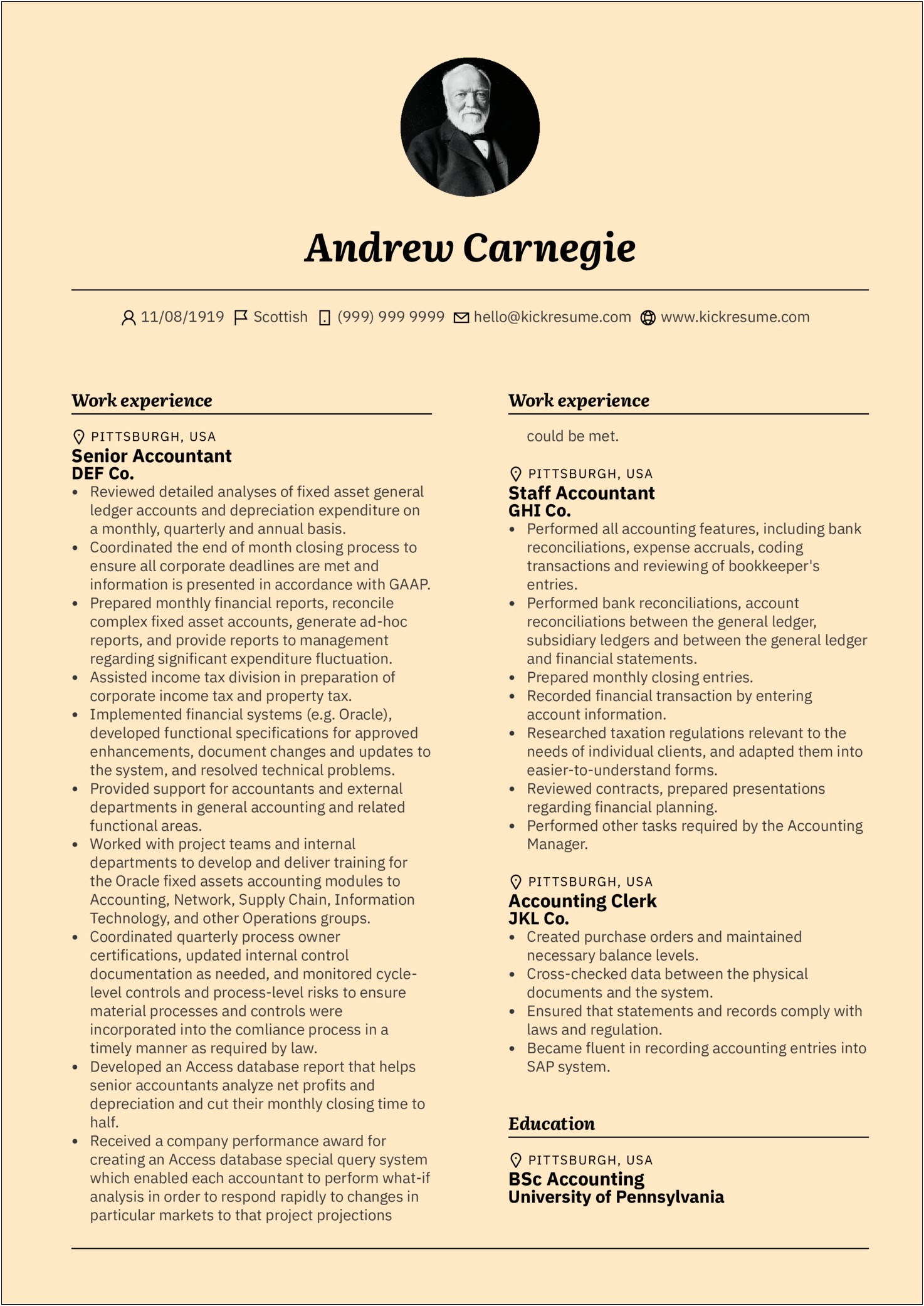 Work Plan For Senior Accountant Template