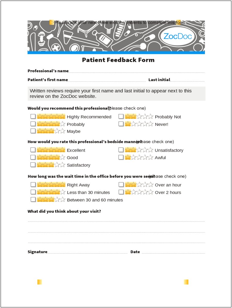 Working Feedback Form Template Word Format