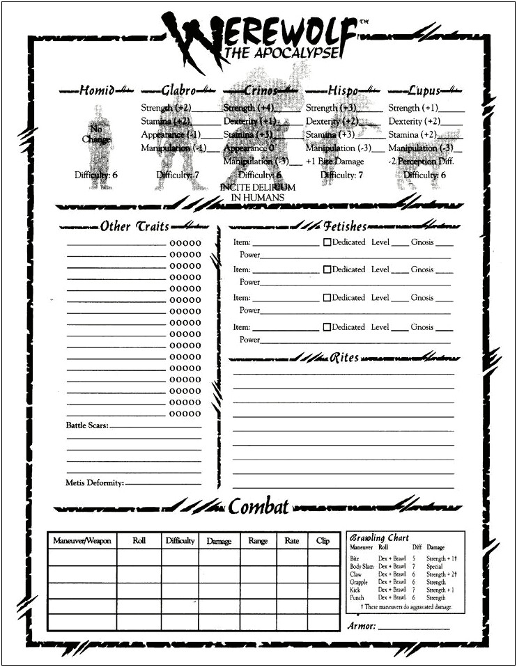 World Of Darkness Character Sheet Template Word