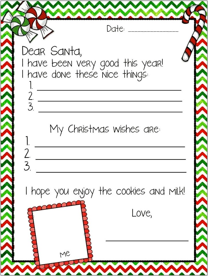 Write Letter To Santa Template 2nd Grade