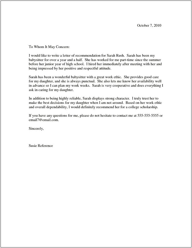 Write Own Professor Recommendation Letter Template