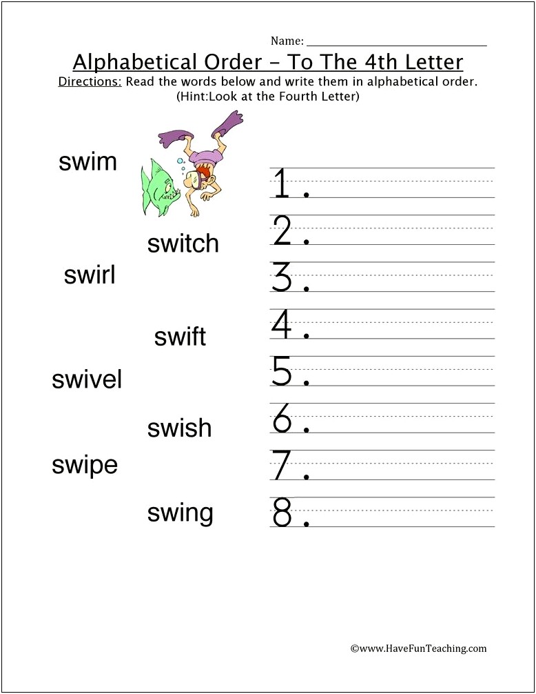 Write Spelling Words In Abc Order Template